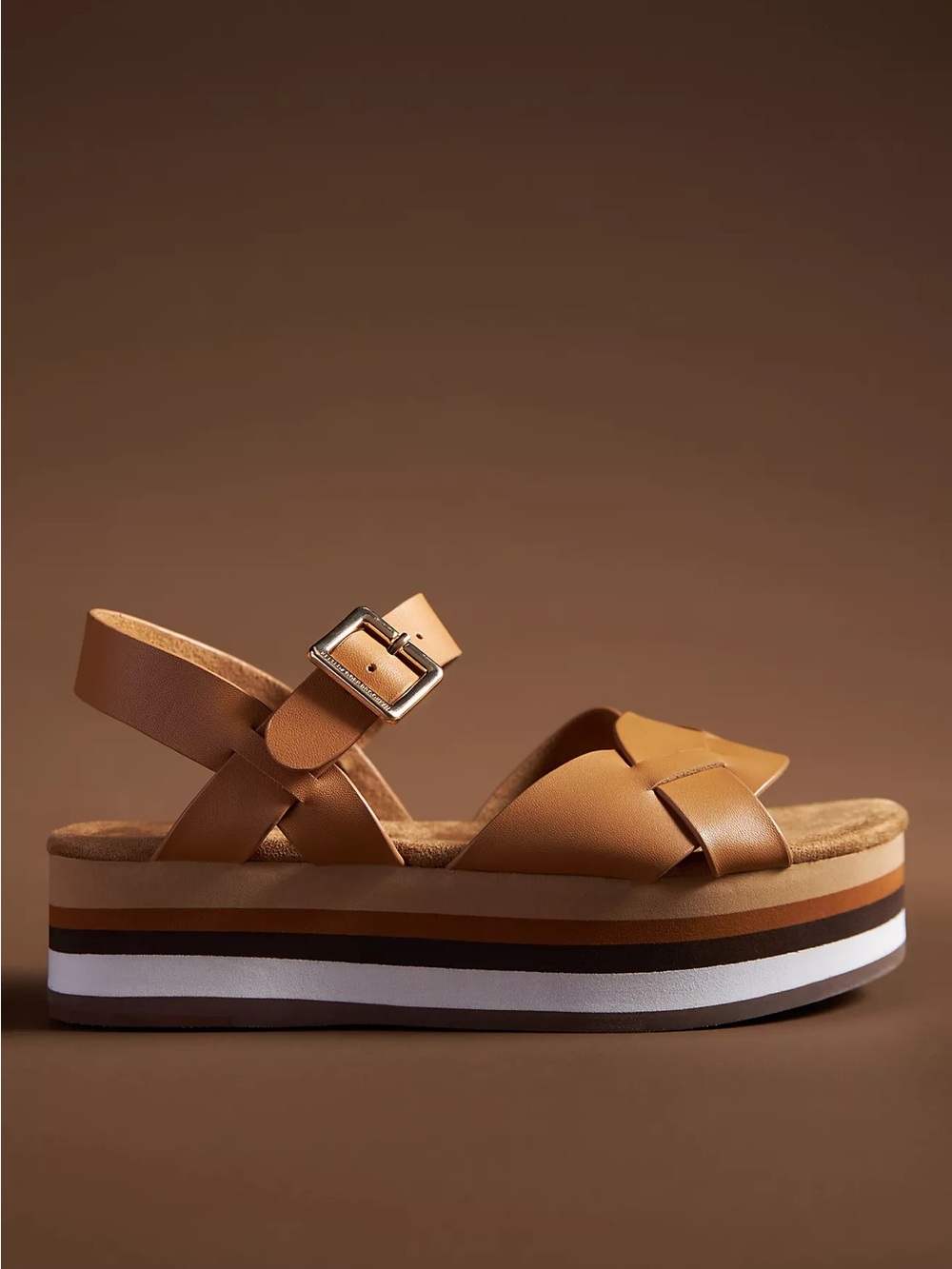 Anthropologie Kelsi Dagger Breeze Platform Sandals Tan Leather NWOB Sz 8